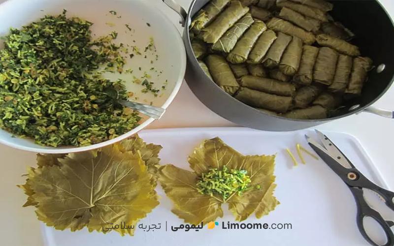 طرز تهیه دلمه برگ مو 